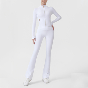 USA Oversea Warehouse Hot Sales High-stretch Breathable Quick-drying Fabric Long Sleeve Yoga Set for Casual Daily Wear - Product Image 3