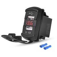 Prise de chargeur USB double 4,2A de type interrupteur à bascule avec voltmètre pour camping-car, remorque, fourgonnette, voiture, bateau, voiturette de golf