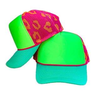 Tri-Màu Neon Leopard Lưới Trở Lại Cap Puff Neon Đảng Trucker Mũ Cho Phụ Nữ Mùa Hè Bãi Biển Kỳ Nghỉ Cabo Chains Mũ - Product Image 2