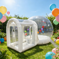 Dôme transparent durable en PVC, maison à bulles gonflable avec souffleur et trampoline pour fêtes et mariages