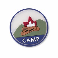 Patch en caoutchouc PVC souple 3D personnalisé, motif feu de camp, pour extérieur, badge tactique de camping avec boucle auto-agrippante pour veste et sac à dos