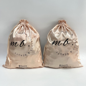 Bolsas de Satén Verde Oscuro con Cordón, Bolsas de Almacenamiento de Cabello de Seda de Lujo con Logotipo Impreso en Oro Personalizado, Bolsas de Regalo para Empaque - Product Image 3