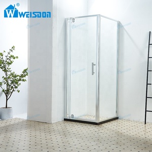 Puerta Pivotante para Baño <span class=keywords><strong>de</strong></span> Hotel o Villa, Certificada por SGCC, Cuadrada, <span class=keywords><strong>de</strong></span> Aluminio Cromado, con Marco <span class=keywords><strong>de</strong></span> Vidrio Templado <span class=keywords><strong>de</strong></span> 6mm - Product Image 1