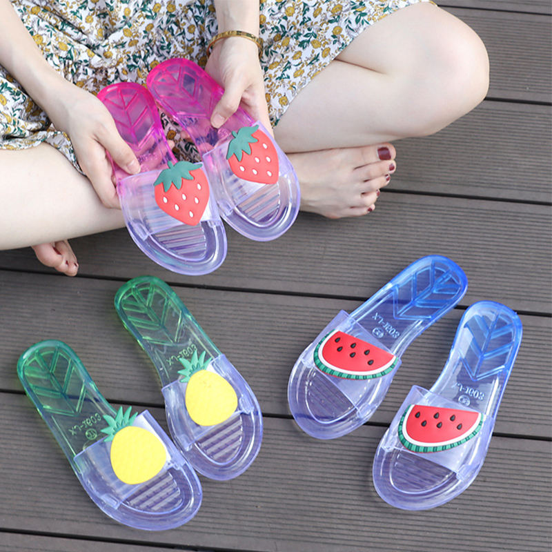 Women's Comfortable Flat Heel Jelly Sandal Lightweight Breathable Beach for  Slippers Anti-Slip Feature Plastic Fruit Design