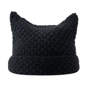 Gorro <span class=keywords><strong>de</strong></span> punto para mujer, gorro cálido <span class=keywords><strong>de</strong></span> invierno <span class=keywords><strong>a</strong></span> rayas con pequeño cuerno <span class=keywords><strong>de</strong></span> Diablo, gorro grueso <span class=keywords><strong>de</strong></span> ganchillo con orejas - Product Image 4