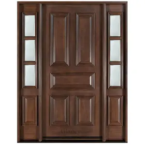 Desain pintu utama kayu Amerika pintu depan untuk rumah Modern kayu jati pintu masuk kayu padat