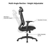 Chaise de bureau ergonomique en maille avec appui-tête, pivotante, certifiée FS-C, livraison rapide