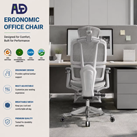Chaise de bureau ergonomique en maille avec repose-pieds, appui-tête réglable, 4 positions, système de soutien lombaire réglable pour espace de travail de bureau