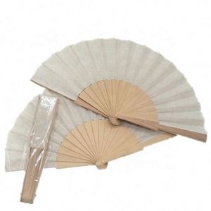 Abanico de mano blanco de madera y papel plegable para bodas, fiestas de baile, manualidades DIY - Product Image 2