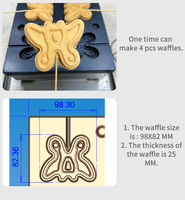 Machine à gaufres commerciale personnalisée en forme de papillon, machine à snacks de dessin animé, gaufrier en forme d'animal