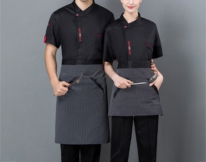 Vestes et manteaux <span class=keywords><strong>de</strong></span> chef unisexe à manches courtes Uniformes <span class=keywords><strong>de</strong></span> cuisine <span class=keywords><strong>de</strong></span> bar <span class=keywords><strong>de</strong></span> restaurant pour hommes et femmes Uniformes d'application d'hôtel - Product Image 3