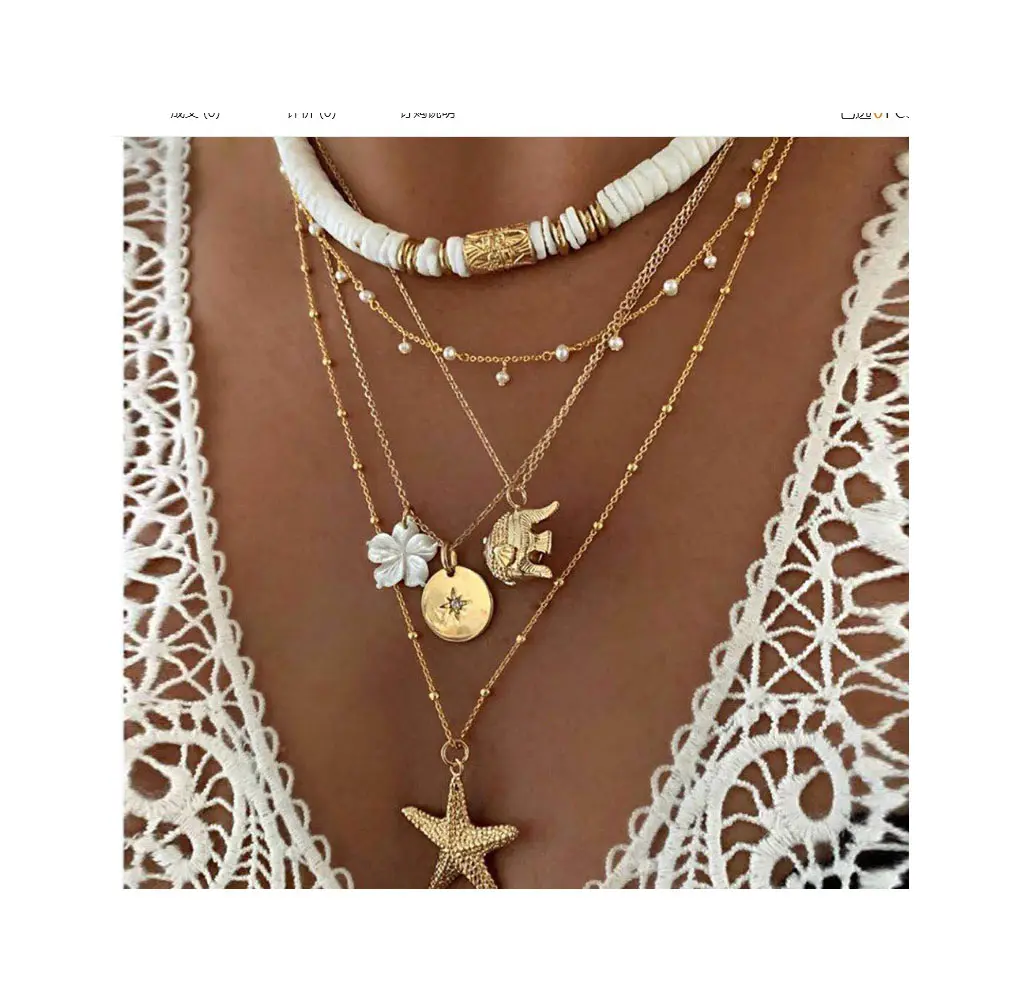 Hot sale multi layered Saturn moon long chain necklace