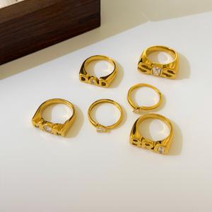 G4792 Anillos de Acero Inoxidable con Baño de Oro PVD de 18K y Circonita Blanca al por Mayor, Joyería de Moda para Regalo, Fiesta, Mamá, Papá, Hermana, Hermano - Product Image 4
