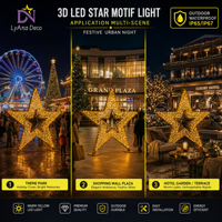 Décoration de Noël, éclairage LED pour les fêtes, éclairage public extérieur imperméable, motif lumineux géant 3D commercial en forme d'étoile