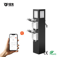 Poteau de parc en acier inoxydable IP66 étanche à la pluie, avec colonne intégrée eau et alimentation, boîtier à double sortie, robinet anti-gel et éclairage intelligent Wi-Fi