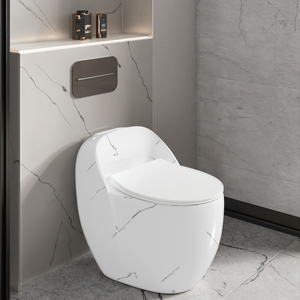 WC forma de huevo gran oferta diseño de lujo mármol blanco cerámica montado en el suelo artículos sanitarios Inodoro baño inodoro de una pieza - Product Image 1