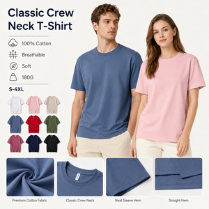 Camiseta Clásica de Cuello Redondo para Hombre, 100% Algodón, con Logotipo Personalizado, Transpirable, Suave, Lisa, Varios Colores, Azul Noche, Venta al Por Mayor - Product Image 1