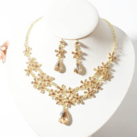 Parure de collier et boucles d'oreilles de mariage coréenne TL043, ensemble de collier flocon de neige en strass pour mariée, accessoires de robe de mariée