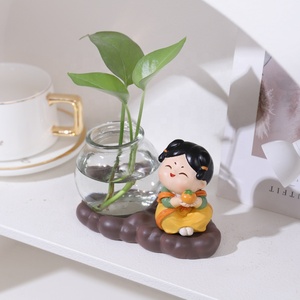 Fournitures de jardin créatives et personnalisées Ornement de poupée Vase en verre de bureau en résine Arrangement floral hydroponique <span class=keywords><strong>Pot</strong></span> de fleur - Product Image 3