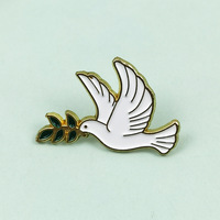 Broche en émail mignonne en forme de colombe de la paix blanche de dessin animé, badges métalliques de haute qualité à prix abordable