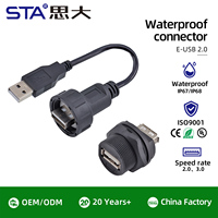 Connecteur circulaire étanche USB 2.0 IP67/IP68, prise femelle vers mâle, montage sur panneau, câble, double prise femelle, installation sur carte PCB