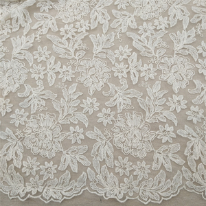 Tela de encaje de malla de flores de alta calidad 120CM de ancho última tela de encaje químico bordado Floral decorativo - Product Image 1