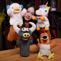 Hot Sale Pädagogische Plüsch Handpuppe Kinder Huhn Einhorn Pinguin Kuh Kuscheltier Plüsch Puppen