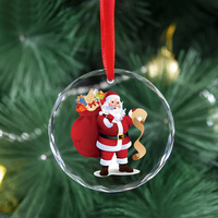 Ornements de Noël en verre cristal rond en forme de cœur, vierges, pour gravure