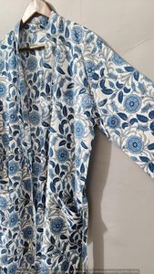 Bata Kimono de Algodón con Estampado Floral para Mujer, Manga Tres Cuartos, Estilo Casual, Ligera y Suave para Primavera - Product Image 2