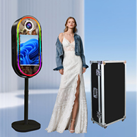 Miroir photo LED tendance avec écran tactile de 21,5 pouces, mini PC, miroir magique ovale, machine photobooth pour mariage