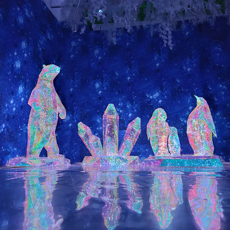 Decorazione Symphony orso polare luminoso pinguino serie ghiaccio e neve Hotel centro commerciale luci Laser a tema natalizio all'aperto