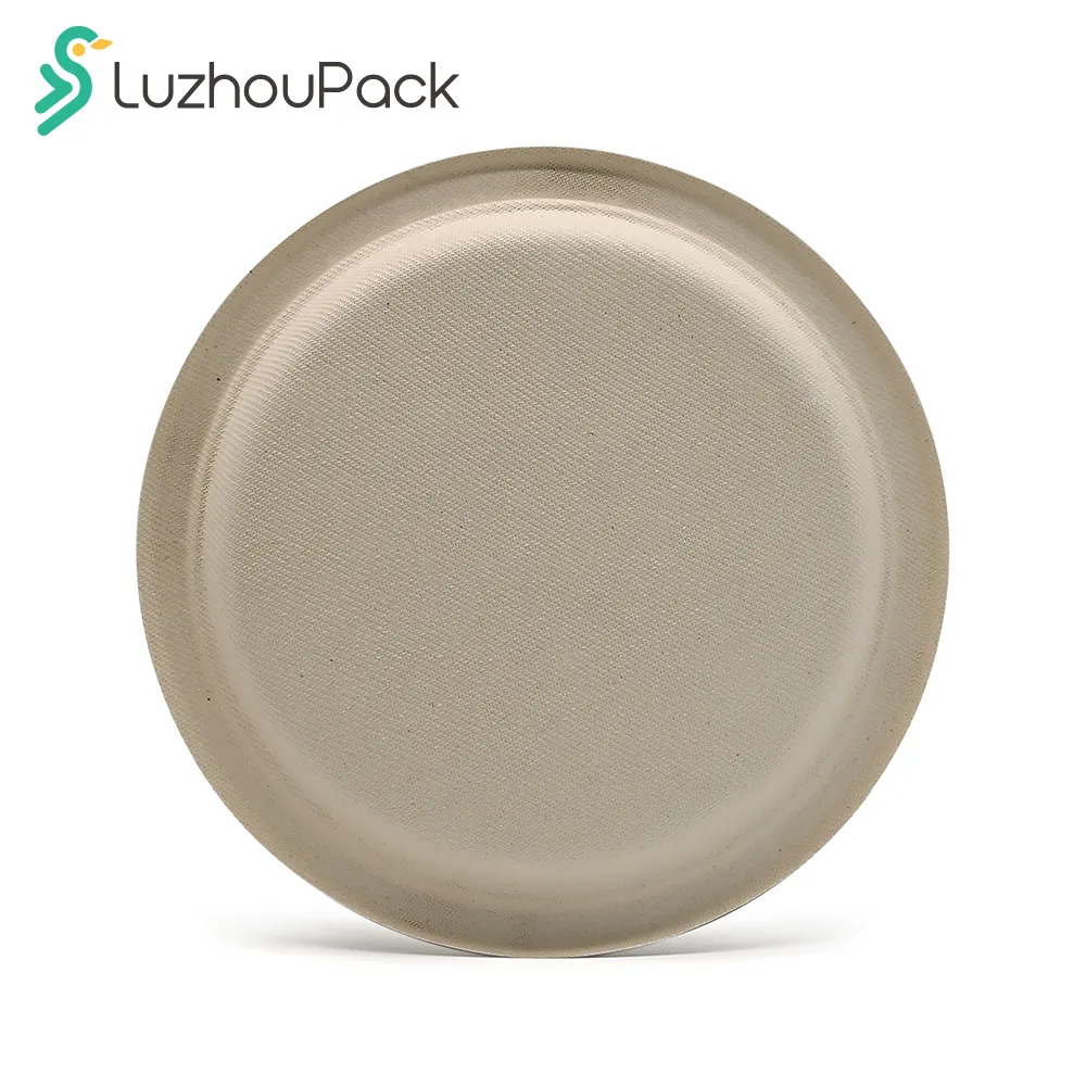 LuzhouPack Custom 9 Inch Dishes Paper Plates Biodegradable Plates Disposable Sugarcane Bagasse Plates