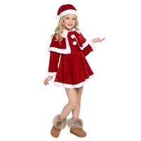 Costume de Père Noël pour enfants, robe rouge, cape, chapeau, kit, tenue de spectacle de Noël