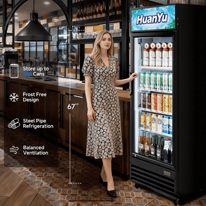 Congélateur commercial à porte vitrée, réfrigérateur vertical à refroidissement par ventilateur pour boissons, vitrine de présentation, fournitures pour entrepôts et supermarchés - Product Image 6