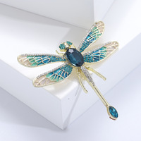 Mode femmes insecte libellule revers broche broche cristal strass libellule broches pour la décoration quotidienne