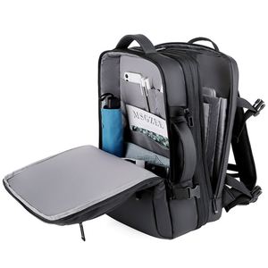 Sac à dos pour ordinateur portable de travail de bureau pour femmes noires personnalisé, sac à roulettes extensible avec chargeur USB, sac de voyage pour hommes - Product Image 6