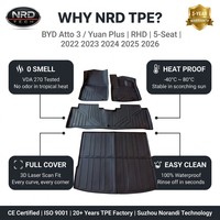 Tapis de sol en TPE NRD TECH en gros pour BYD Atto 3 Yuan PLUS EV 2022 RHD 5 places, bord surélevé 3D, imperméables, antidérapants, ensemble complet, garantie 3 ans