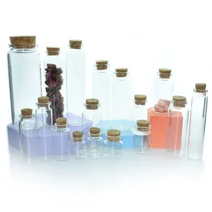 4Ml 5Ml 6Ml 7Ml 10Ml Mini Glazen Reageerbuis Kleine Spice Glazen Pot Met Bamboe deksel Voor Capsule Pakket Glazen Fles