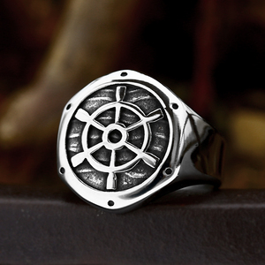 SS8-1266R Edelstahl Navigations <span class=keywords><strong>ring</strong></span> Schädel Piraten <span class=keywords><strong>ring</strong></span> Biker Punk Hochglanz Schmuck Für Männer Großhandel - Product Image 4