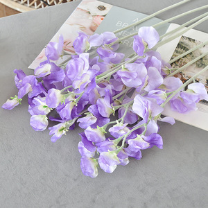Bouquet de fleurs artificielles de pois doux Yoshinobu, pétales en soie et coton, blanc, rose, violet, rouge rosé, décoration nordique pour la maison, vase pour salon - Product Image 2
