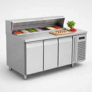 Modern Commercial Stainless Steel Refrigerated Fridge Refrigerator Prep Counter 3 Doors Pizza <b>Table</b> for Cafe SH-800 Efficient Co - Product Image 4