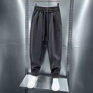 <span class=keywords><strong>Pantaloni</strong></span> da jogging Harem da uomo di alta qualità <span class=keywords><strong>pantaloni</strong></span> sportivi in tela tinta unita <span class=keywords><strong>con</strong></span> pizzo Casual <span class=keywords><strong>elastico</strong></span> autunno <span class=keywords><strong>pantaloni</strong></span> Streetwear - Product Image 5