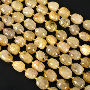 Accessoires de bijoux en cristal naturel, perles de cristal de quartz rutilé doré pour la fabrication de bracelets et de colliers - Product Image 2