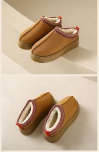 Femmes Hiver Tressé Bande Doux Cachemire Plateforme Chaussons Chauds Cheville Haute 5cm Bottes de Neige - Product Image 6