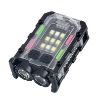 Nueva Linterna LED de Llavero, Doble Fuente de Luz, Mini Linterna de Clip para Gorra, Luz de Advertencia Roja y Azul para Defensa Personal y Trabajo