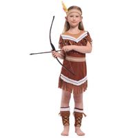Costume indien pour enfants Baige Kids Indian Princess Huntress, marron à franges, pour garçons et filles