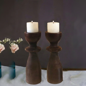Eco Friendly Wooden <b>Candle</b> Stand Holder Set <b>Teal</b> Color Cylindrical Shape Home Decoration Durable Design <b>Candle</b> Stand - Product Image 1