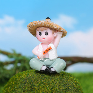 HAOXUAN Statuetta in Miniatura Bosco delle Fiabe, Bambino Pastore, Animale Realistico Creativo, Piccolo Bufalo d'Acqua in Resina, Artigianato per Giardino - Product Image 6