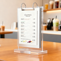 Porte-cartes en acrylique moderne personnalisé et recyclable pour table de type T A6 A4 multi-pages pour restaurant