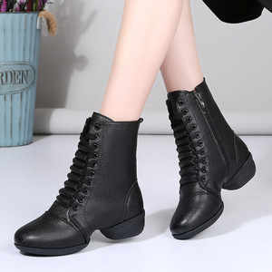 <span class=keywords><strong>Chaussures</strong></span> de danse Tango/<span class=keywords><strong>Flamenco</strong></span> pour femmes, nouvelles bottes mi-hautes à talon carré pour l'automne-hiver, style sportif et confortable - Product Image 1